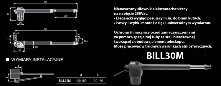 Zestaw do bramy skrzydłowej 230V KBILL30M.PM ( do 3m) BENINCA  banner.webp