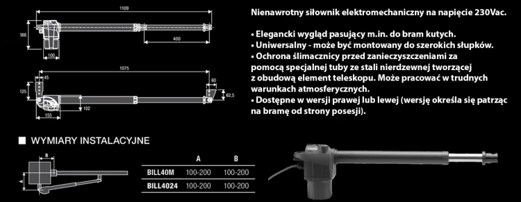 Zestaw do bramy skrzydłowej 230V KBILL40M.PM ( do 4m) BENINCA banner.webp