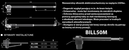 Zestaw do bramy skrzydłowej 230V KBILL50M.PM ( do 4,5m ) BENINCA.webp