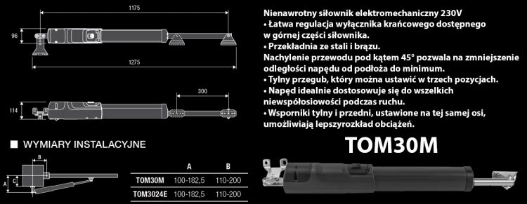 Zestaw do bramy skrzydłowej 230V KTOM30M.P ( do 3m ) BENINCA banner.webp