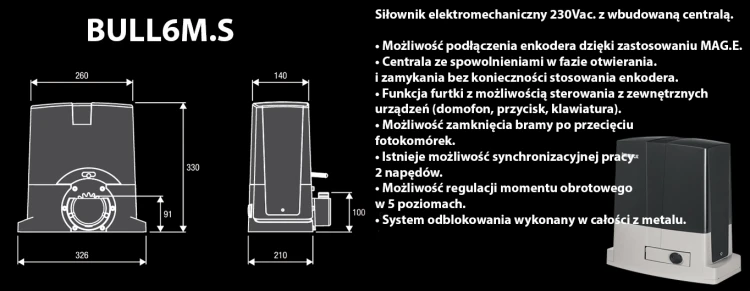 Zestaw do bramy przesuwnej KBULL6M.S.PM wył. magnet. (do 600 kg) BENINCA.webp