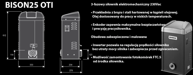 Napęd do bramy przesuwnej BISON25 OTI (do 2500 kg) BENINCA banner.webp