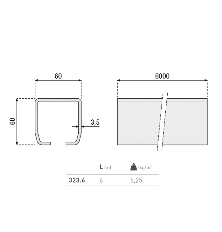 Szyna L-6m 60x60x3,5mm seria M 323.6 HI-MOTIONS wymiary.webp
