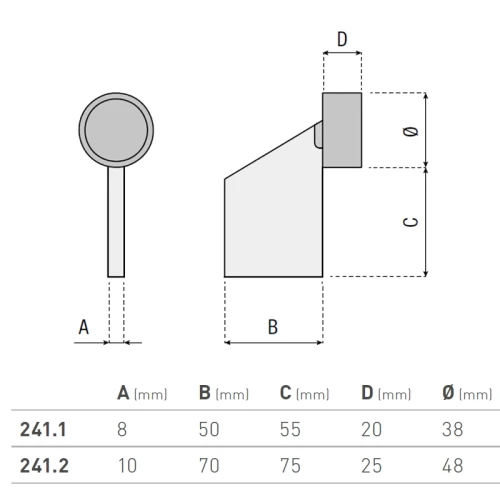 Ogranicznik ruchu do przyspawania seria 241 HI-MOTIONS wymiary.webp