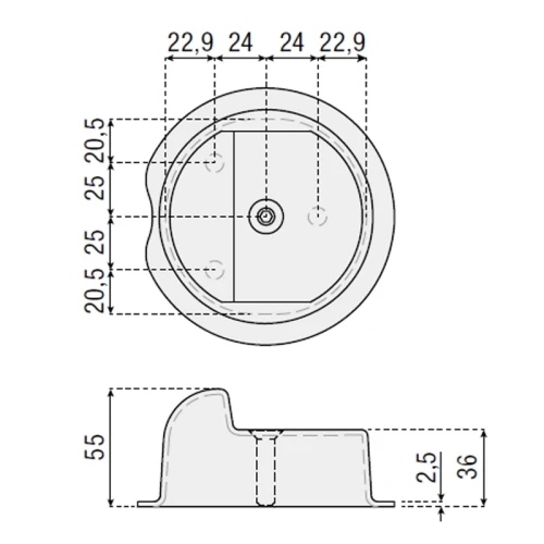 Ogranicznik z płytą mocującą  536.0 HI-MOTIONS wymiary.webp
