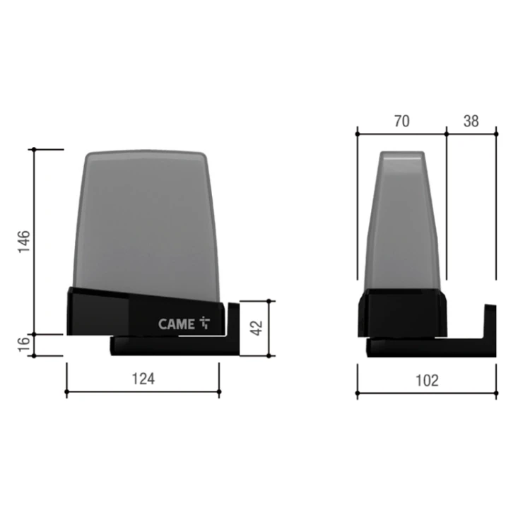 Lampa KRX 806LA-0010 806LA-0020 806LA-0030 CAME wymiary.webp