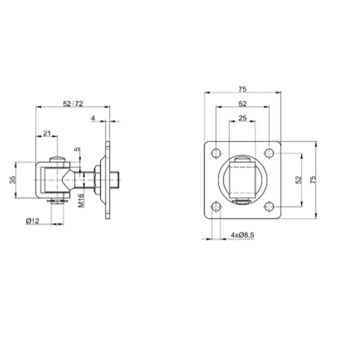 Zawias przykręcany Z16K METALIK wymiary.webp