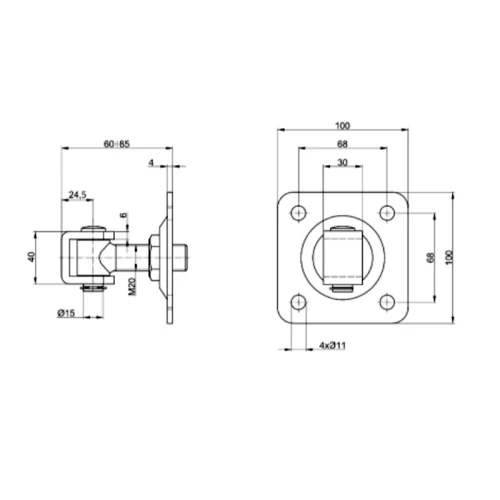 Zawias przykręcany Z20K METALIK wymiary.webp