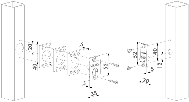 System nadzoru do bram i furtek GATESWITCH  Locinox wymiary.webp