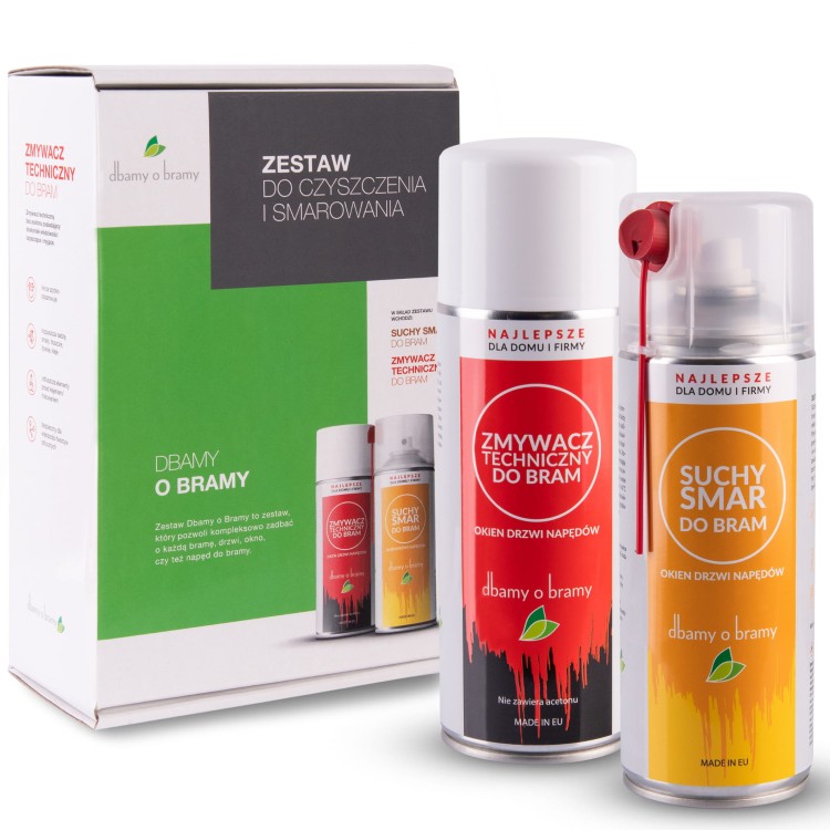 zestaw do pielęgnacji czyszczenia i smarowania bramy zmywacz techniczny do bram suchy smar do bram dbamy o bramy.jpg