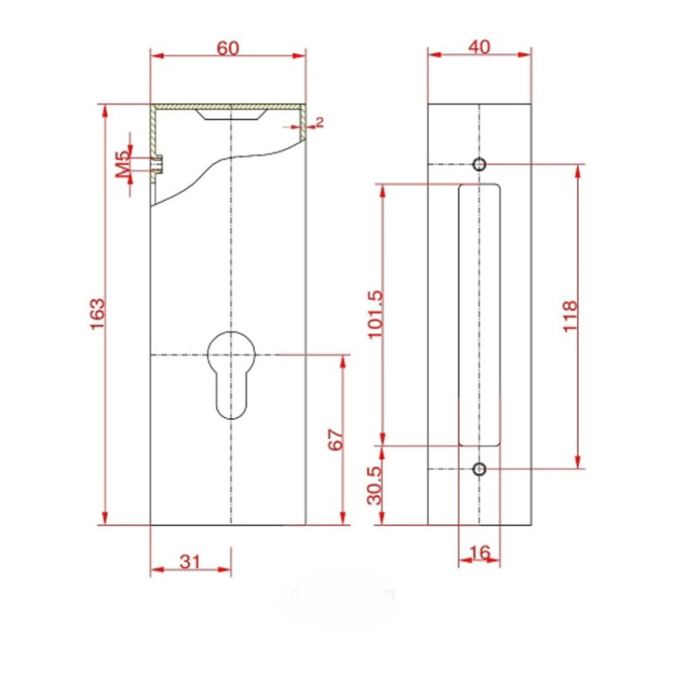 Kaseta zamka z profilu 40x60 na zamki ZW2 lub ZH GAP 40X60m .jpg