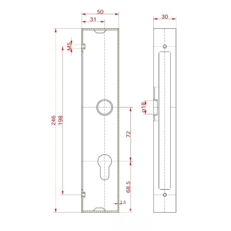 Kaseta zamka z profilu 30×50 z zamkiem ZW1 GAP 30×50 + ZW1 .jpg