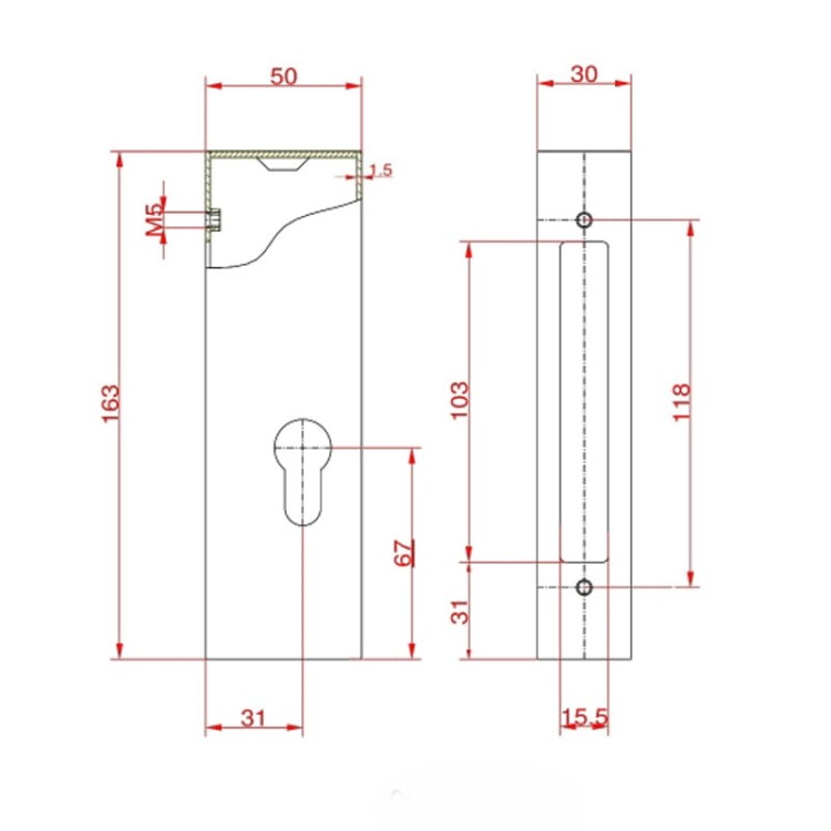 Kaseta zamka (krótka) z profilu 30×50 z zamkiem ZH GAP 30x50m + ZH.jpg
