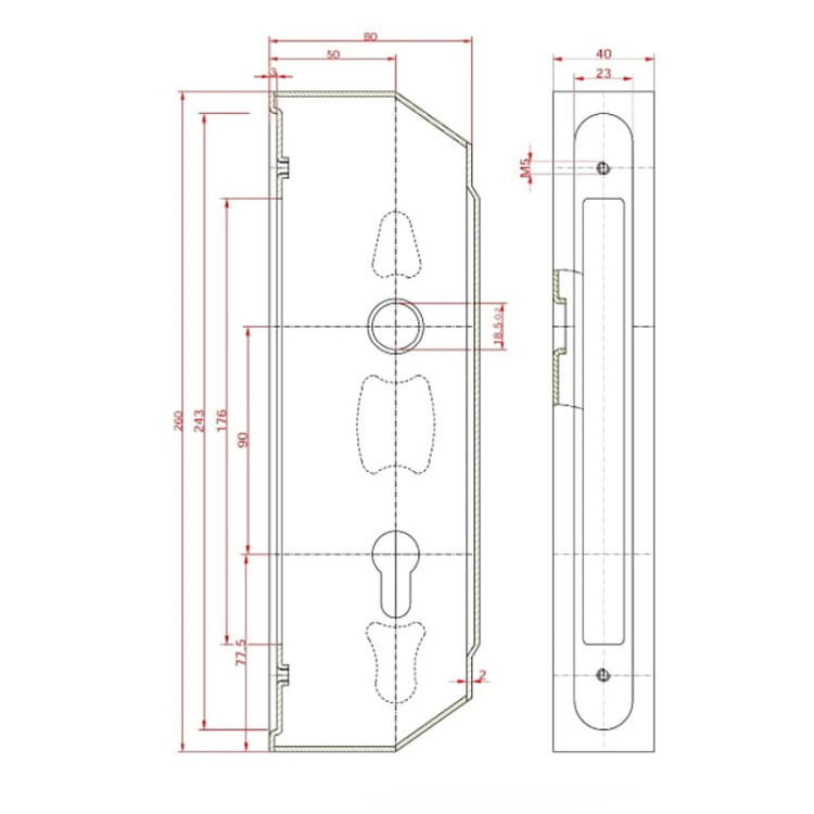 Kaseta zamka z profilu 40×80 ozdobna z zamkiem 50 90 GAP 40×80 .jpg