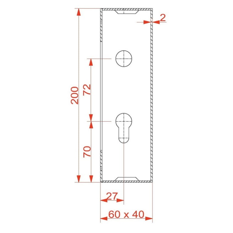 Kaseta zamka z profilu 40×60 z zamkiem hakowym H60 GAP H60.jpg