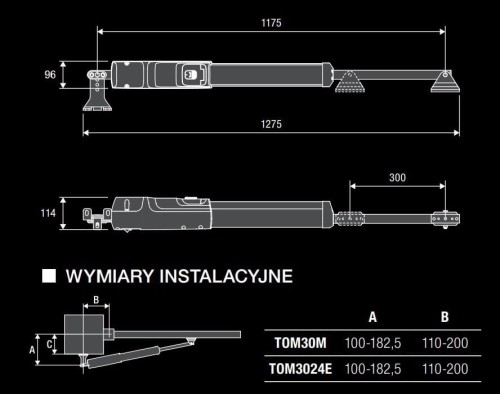 wymiary instalacyjne Zestaw do bramy skrzydłowej 24V KTOM3024.P BENINCA.jpg